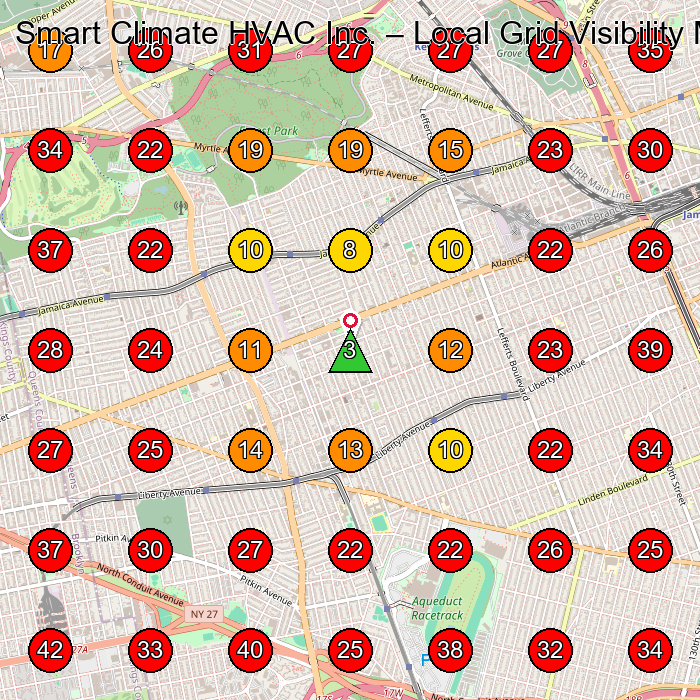 Smart Climate HVAC Inc. GeoGrid visibility map for Hvac Contractor in Queens